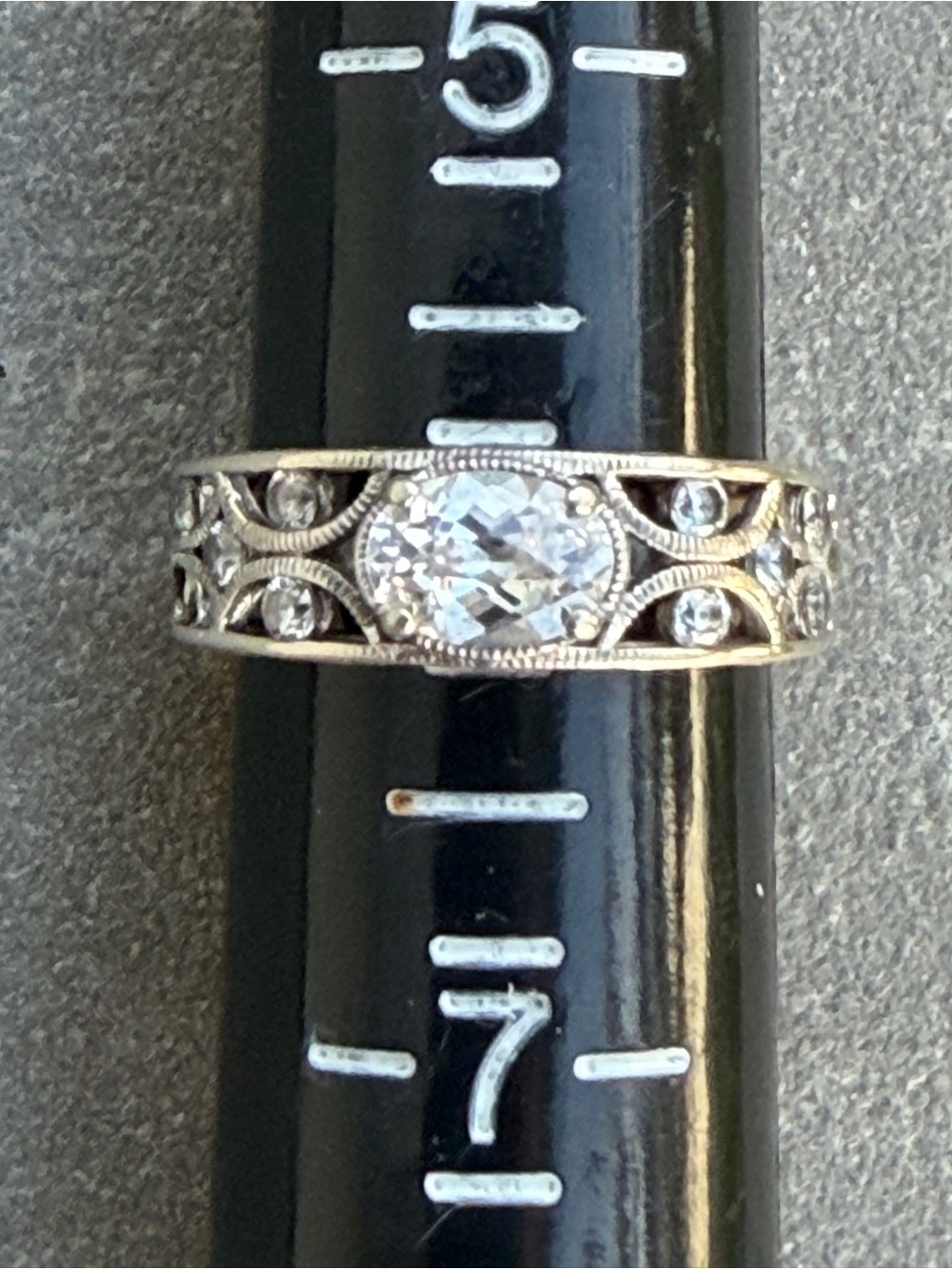 Tacori Filigree Platinum over Sterling Diamonique Engagement Ring
